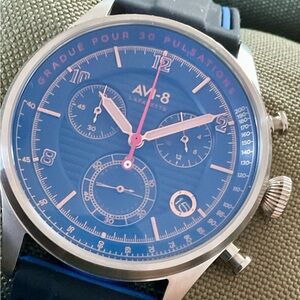 NWOT Avi-8 Meca-Quartz Lafayette Chronograph PLUS Extra Avi-8 S/S Bracelet